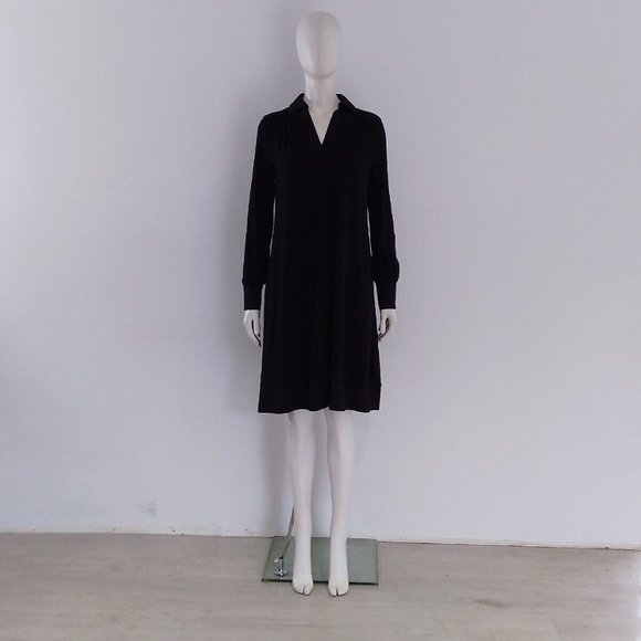 ME+EM Dresses & Skirts - ME+EM Black Collar Dress UK 12 EU 40 Swing Shift Cotton Midi Casual Dress